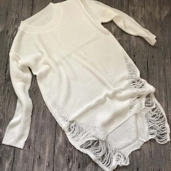 Sexy white broken holes sweater dress - Picture 3 of 5